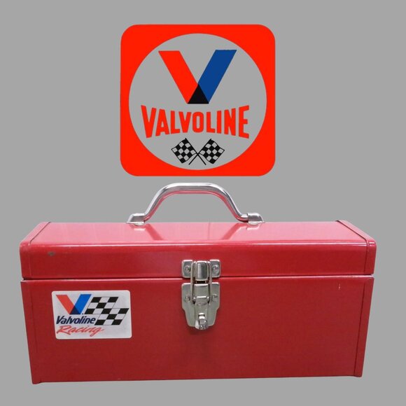 New Vintage Team Valvoline Racing Metal Tool Box - Picture 1 of 12
